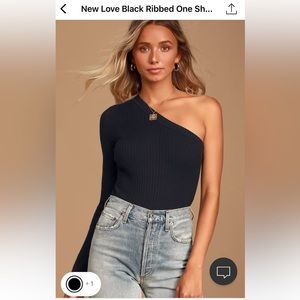Lulus One Sleeve Black Ribbed Sweater